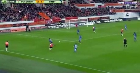 Résmé Lorient 3-1 Brest but Hamel  (Ligue 2)