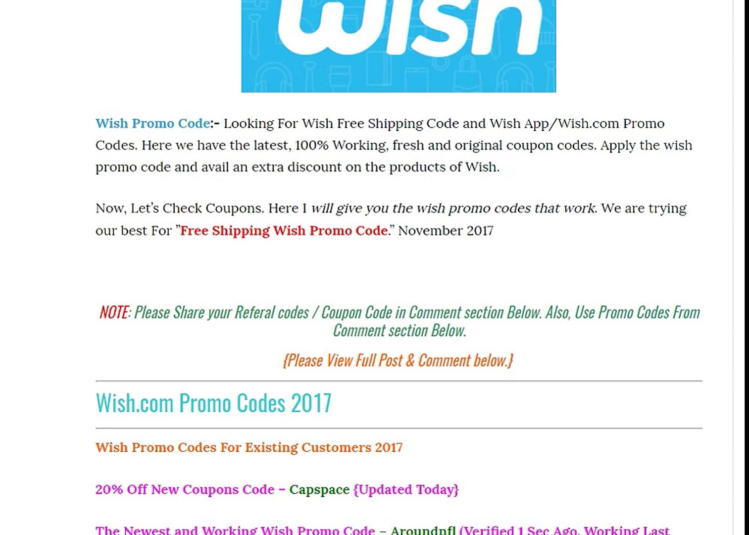 Wish Promo Codes Video Dailymotion