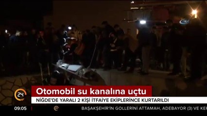 Otomobil su kanalına uçtu