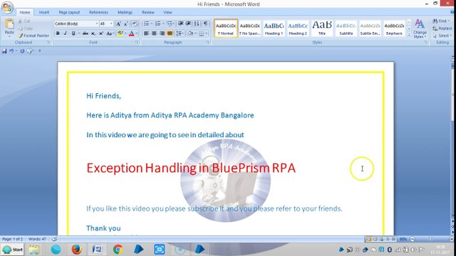 Exception Handling in valid Expression BPEH 2006 - Aditya RPA Academy