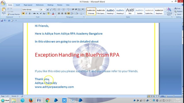 Exception Handling in valid Expression BPEH 2010 - Aditya RPA Academy