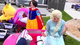 Superhero Compilation Frozen Elsa Arrested for Texting by kid cop! w/ spiderman & disney carriage