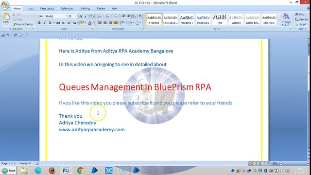 BluePrism Work Queues BPWQ - 3002 - Aditya RPA Academy