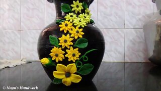 Pot Painting-Flower making using clay By Nagus Handwork