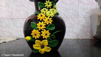 Pot Painting-Flower making using clay By Nagus Handwork