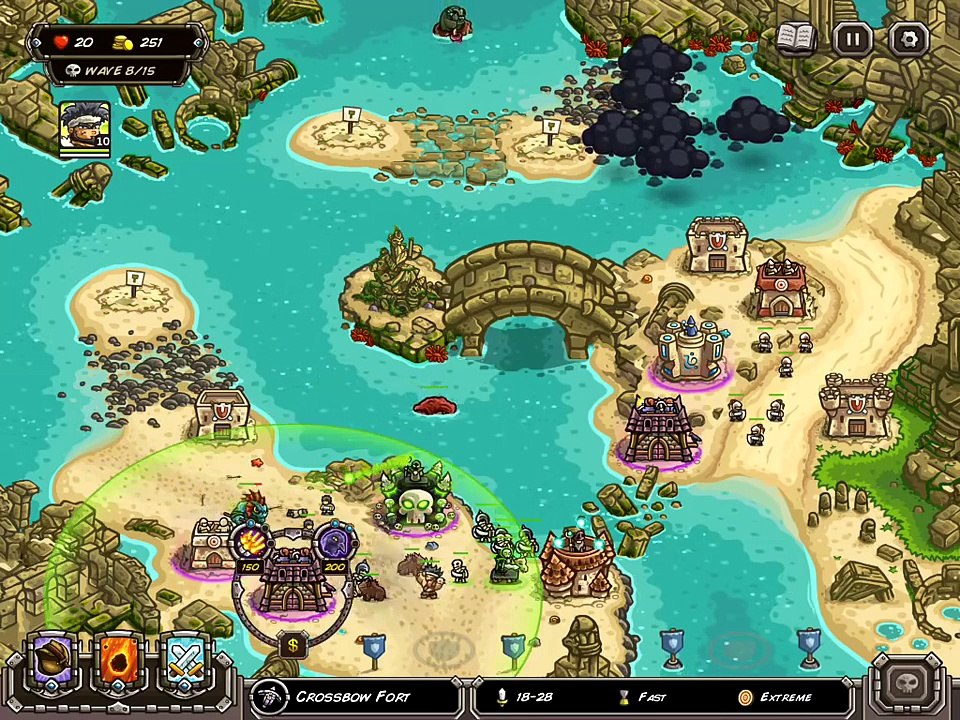 Kingdom Rush Frontiers Walkthrough Level 18 The Sunken Citadel [Normal] [3 Stars]