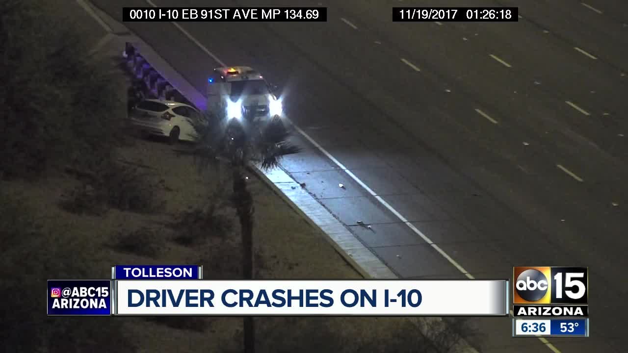 Driver crashes on I-10 near 91st Avenue