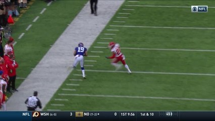Eli Manning lofts a soft touch pass to Travis Rudolph