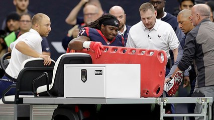 D'Onta Foreman carted off the field after scoring 34-yard touchdown