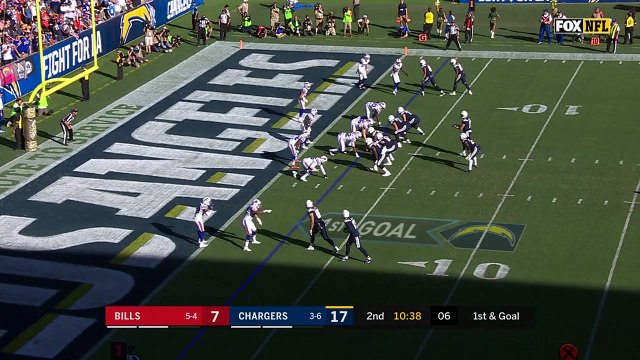 Los Angeles Chargers wide receiver Keenan Allen burrows into end zone for 2-yard TD reception