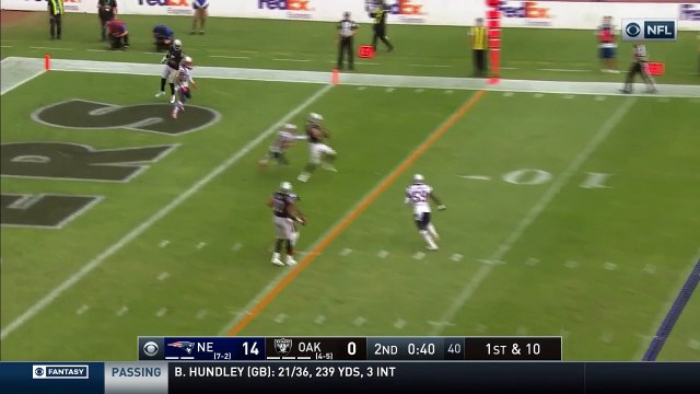 New England Patriots force Oakland Raiders fumble in red zone, Patriots safety Patrick Chung recovers