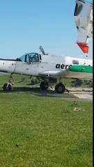 Agricultural Aircraft Takes Off from Grassy Makeshift Runway-smVjyanO9PQ