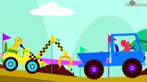 Car Dinosaur Digger Cartoons for Children - Car Monster Truck : Emergency Vehicles Cartoons for Kids