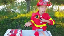 Toy Fire Trucks Large set and fireman's accessories. Unpacking  kids toys videos for kids-rH2aFop5hIg