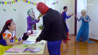 Spiderman & Frozen Elsa GO TO SCHOOL - Joker Pranks Spiderman Teacher Fun Superhero in Real Life