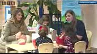 First Lady Melania Trump Plays with Putty with Kids at US Base in Vietnam