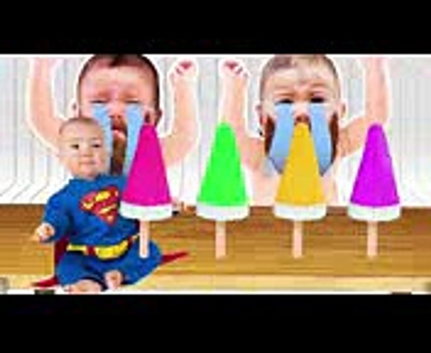 Bad Baby Crying And Learn Colors Colorful ice cream Lollipop Finger Family Song Collection