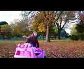 Baby Emily Crash Pink Car going down stairs (1)