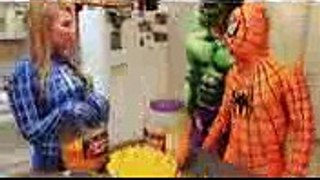 Frozen Elsa vs Hulk vs Bad Baby & Orange Spiderman - Food Fight  Real Life Superhero Movie
