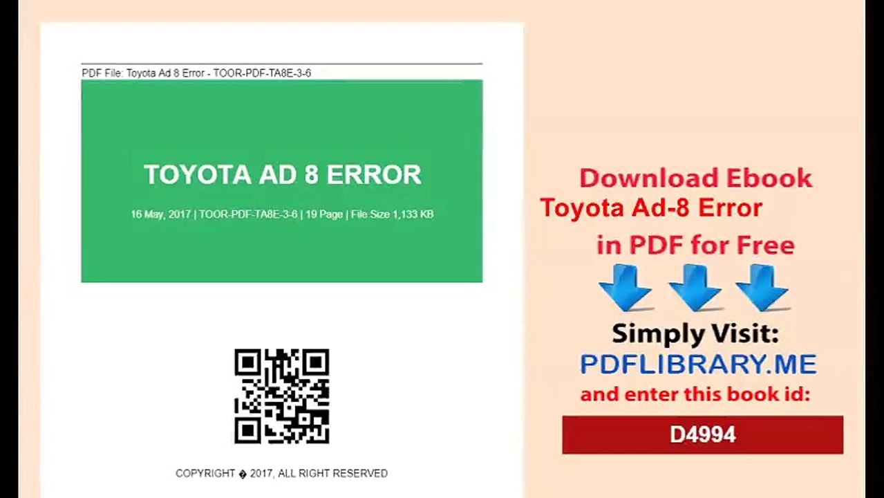 Toyota Ad-8 Error