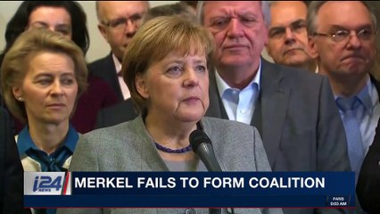 i24NEWS DESK  | Merkel fails to form coalition |  Monday, November 20th 2017