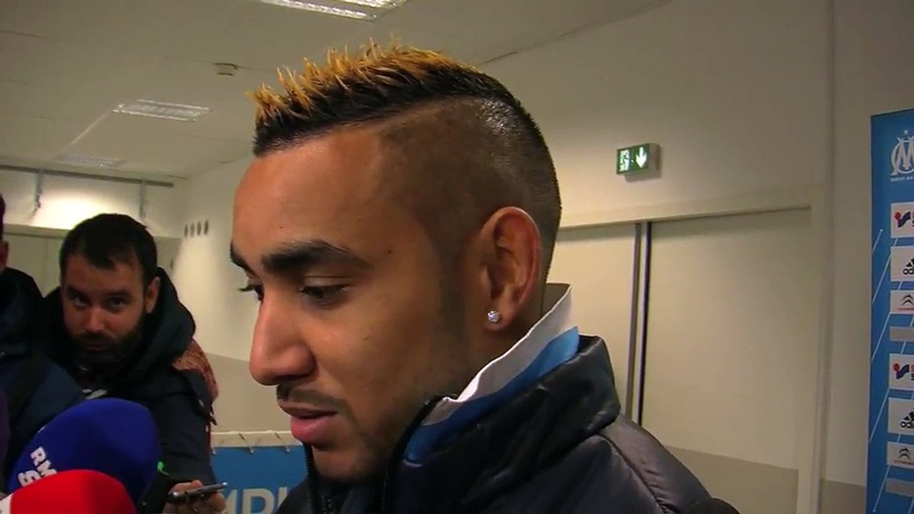 Dimitri Payet en zone mixte après la victoire de l'OM face à Guingamp