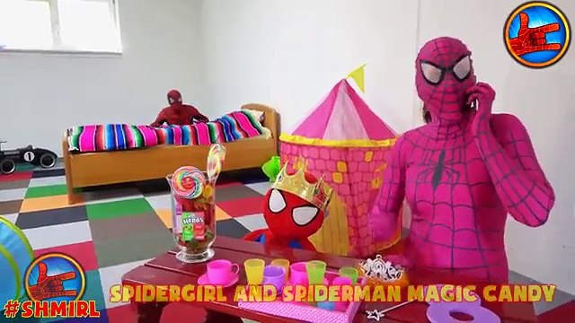Spiderman LOVES Pink Spidergirl valentines day! Frozen Elsa Spider-man Superheroes in real life