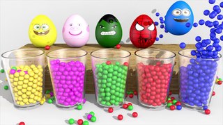 Learn Colors with Surprise Eggs Super Hero 3D for Kids Toddlers Color Balls Smiley Face - 3D Cartoon