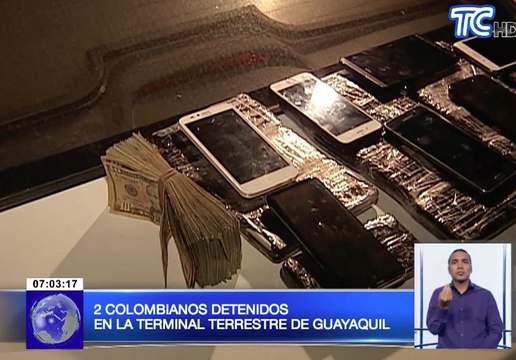 Dos colombianos detenidos en la Terminal Terrestre de Guayaquil