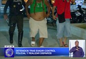 Sujetos detenidos tras evadir control policial y realizar disparos