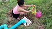 Smart Girl Using Amazing PVC Plastic Pipes Deep Holes Fishing Trap Catch A lot of Fishes