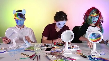 MY LITTLE PONY RAINBOW DASH FACE PAINT CHALLENGE! | KITTIESMAMA