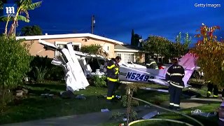 Small plane crashes into a California home injuring three