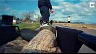Owner Makes Skateboard Trailer For Pooch