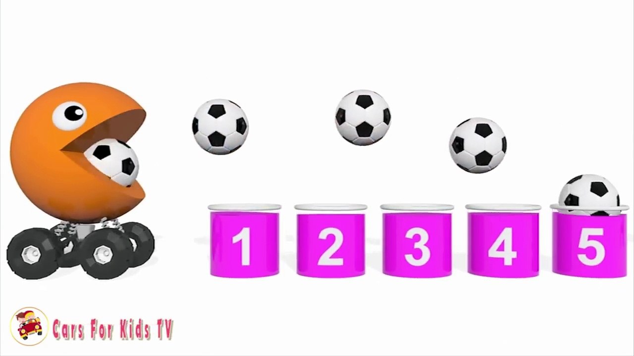Learn Colors With Pacman Soccer Balls for Children - Colours for Kids to Learn