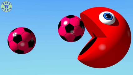 Learn Colors With 3D Soccer Ball And Pacman For Kids, Toddlers, Children, Babies