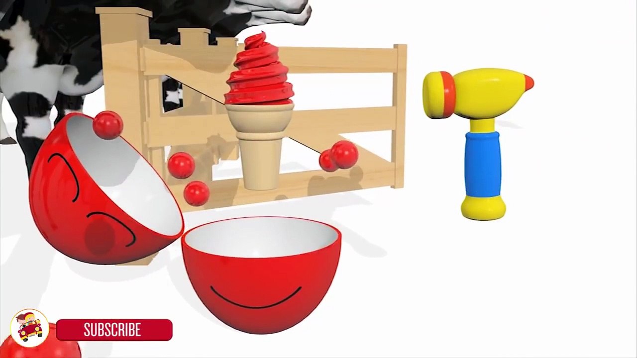 Learn Colors With Surprise Eggs Ice Cream Lollipop Cow Colors for Children- Colours for Kids