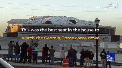Bus Photobombs The Weather Channel's Stream of Georgia Dome Implosion