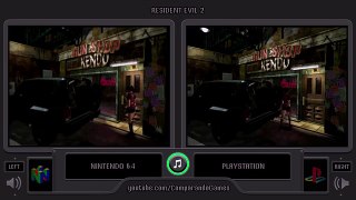 Resident Evil 2 (Nintendo 64 vs Playstation) Side by Side Comparison (Bio Hazard 2)