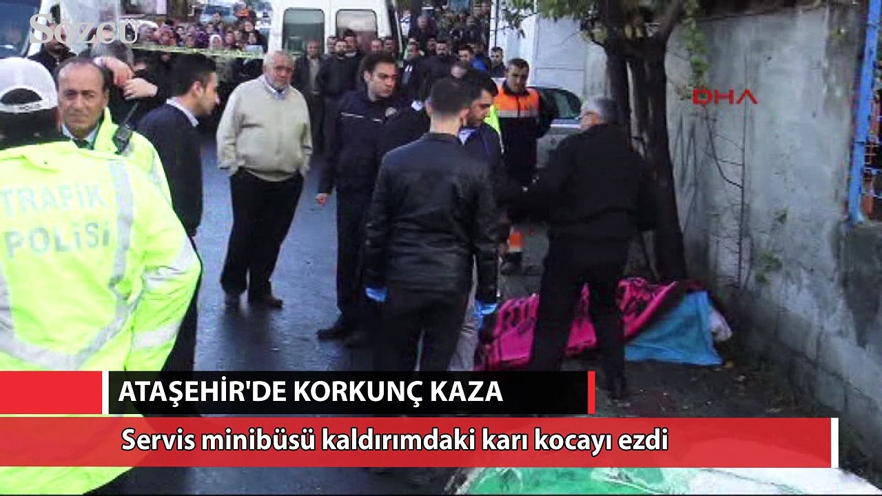 Servis minibüsü karı kocayı ezdi