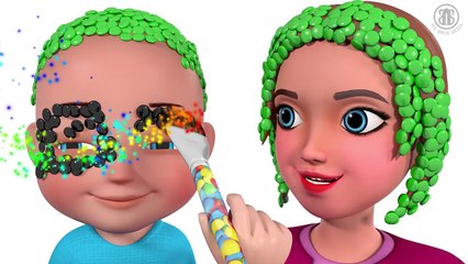 3D Face Painting - Baby Mom JOKER CANDY Learn colors Finger Family Song Nursery Rhymes for children