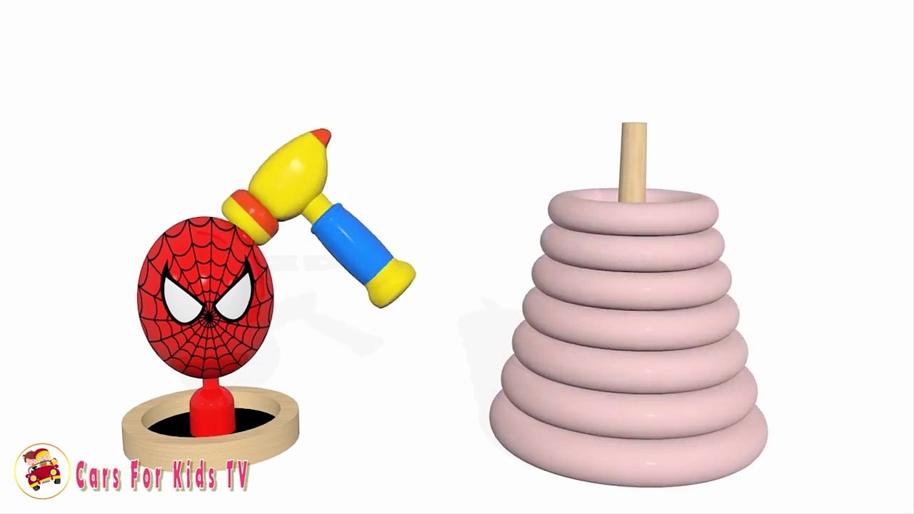 Learn Colors With Surprise Eggs Wooden Hammer Stacking Rings for Children