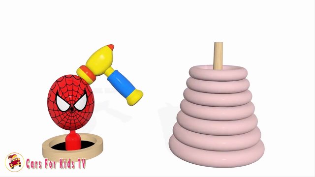 Learn Colors With Surprise Eggs Wooden Hammer Stacking Rings for Children