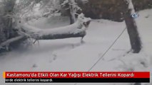 Kastamonu'da Etkili Olan Kar Yağışı Elektrik Tellerini Kopardı