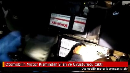 Otomobilin Motor Kısmından Silah ve Uyuşturucu Çıktı