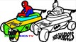 Color Hot Wheels and Boats w/ Spiderman and Batman Coloring Pages Coloring Book