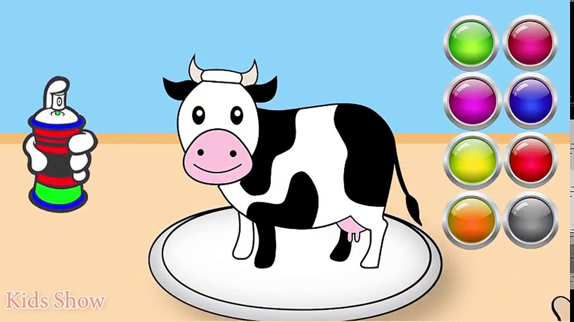 Learn Colors With Cartoon Cow for Kids Learn Colours with Animals for  Children - video Dailymotion
