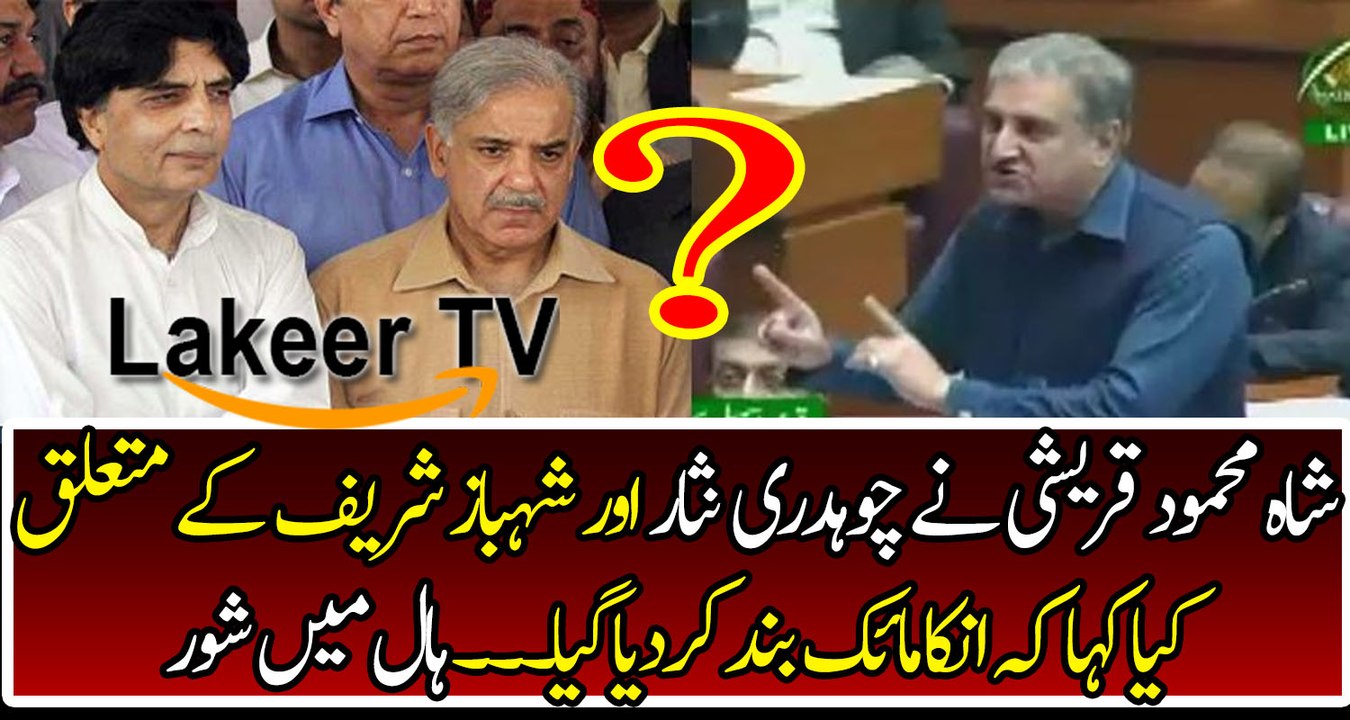 Shah Mehmood Remarks for Shahbaz Sharif & Ch Nisar