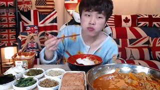 BJ꽃돼지 돼지짜글이+스팸+집반찬 먹방