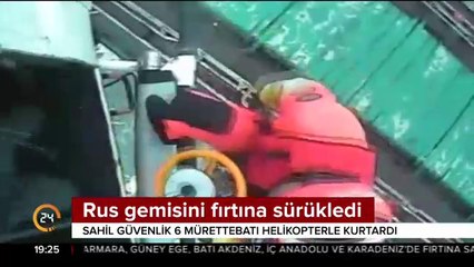 Rus gemisini fırtına sürükledi